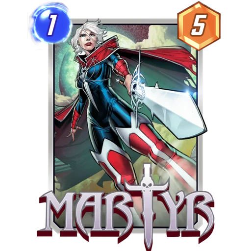 Martyr MARVEL SNAP card art with current cost and power