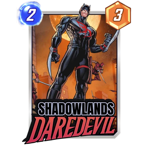 Shadowlands Daredevil MARVEL SNAP card art with current cost and power